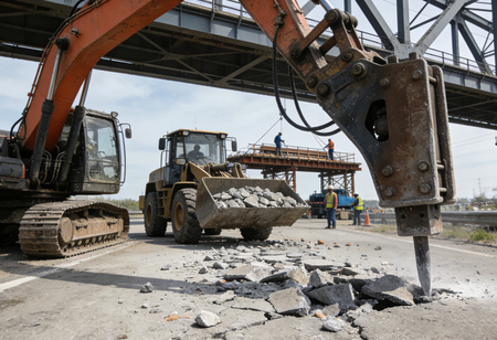 道路与桥梁施工场景
